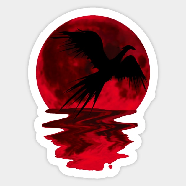 red moon bird 4 Sticker by medo art 1